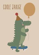 Verjaardagskaart krokodil met ballon